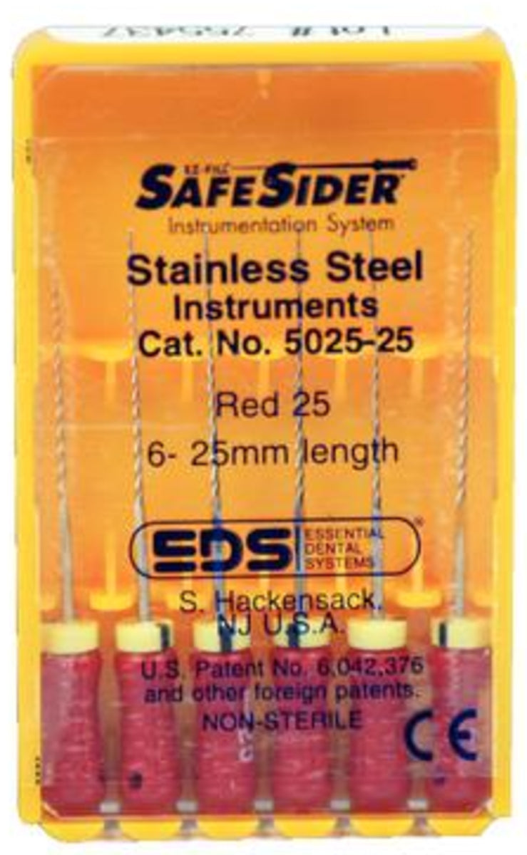 Essential Dental Systems 5025-25 Safesiders Reamers Stainless Steel 25mm #25 6/Pk Essential Dental Systems 5025-25 Safesiders Reamers Stainless Steel 25mm #25 6/Pk